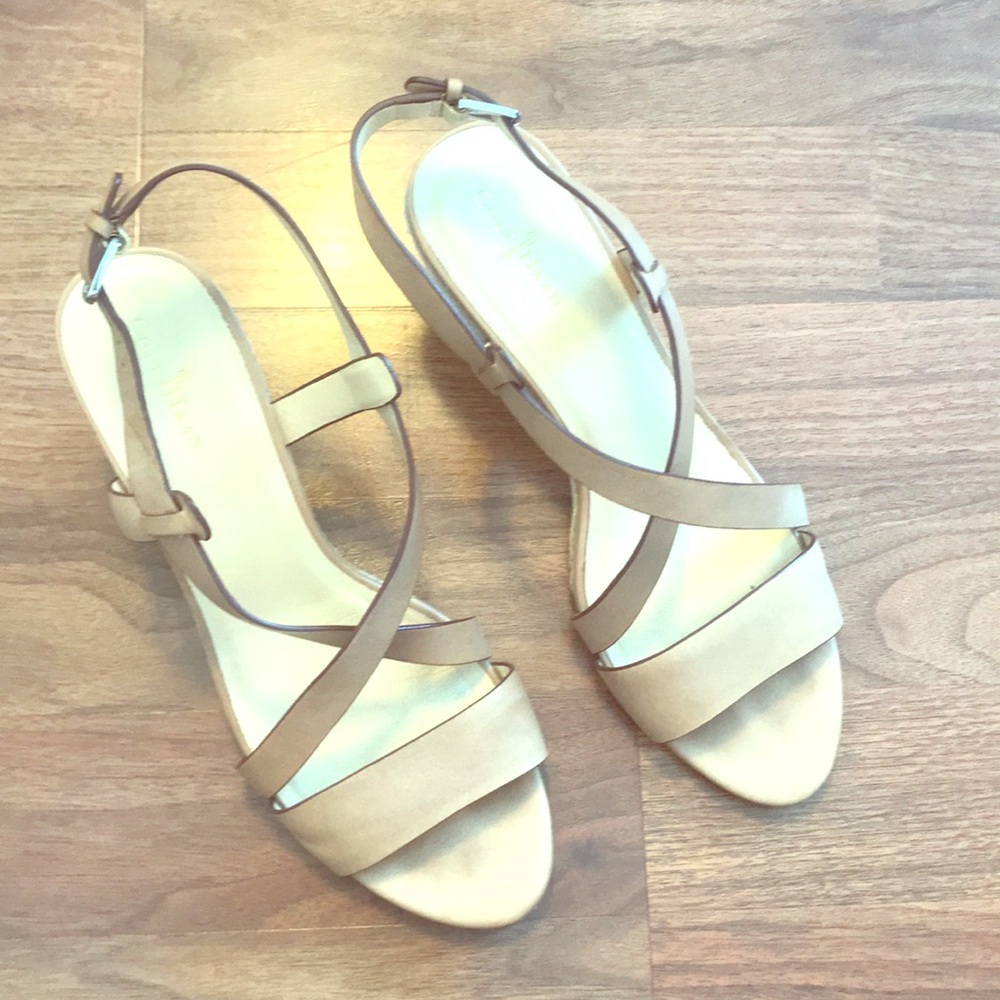 Cole Han leather strappy wedge sandals